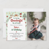 Invitation Christmas Reindeer Onederer 1er Anniversaire Photo (Devant)