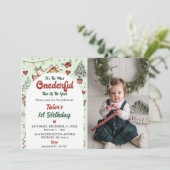 Invitation Christmas Reindeer Onederer 1er Anniversaire Photo (Debout devant)