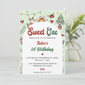 Invitation Christmas Reindeer Sweet Un 1er anniversaire (Debout devant)