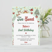 Invitation Christmas Reindeer Two Sweet 2e anniversaire (Debout devant)