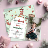 Invitation Christmas Reindeer Two Sweet 2nd Birthday Photo