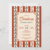 Invitation Christmas retro stripes grandmilenial dinner party (Devant)