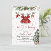 Invitation christmas santa baby clothesline baby shower (Debout devant)