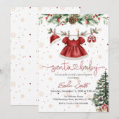 Invitation christmas santa baby clothesline baby shower (Devant / Derrière)