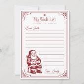 Invitation Christmas Santa Claus Wish List (Devant)