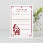 Invitation Christmas Santa Claus Wish List (Debout devant)