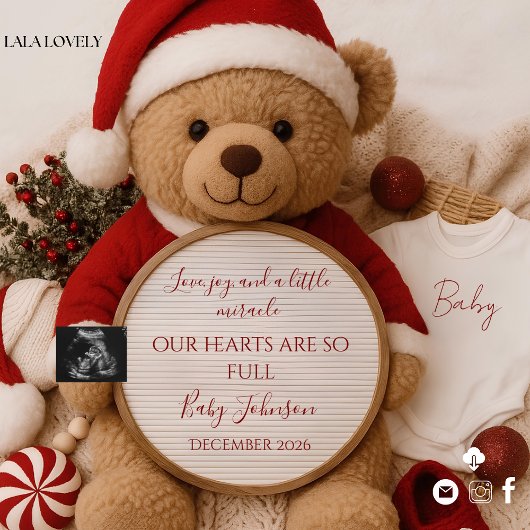 Invitation Christmas santa Teddy Bear Pregnancy Announcement