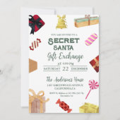 Invitation Christmas Secret Père Noël Cadeau Exchange Fête de (Devant)