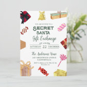 Invitation Christmas Secret Père Noël Cadeau Exchange Fête de (Debout devant)