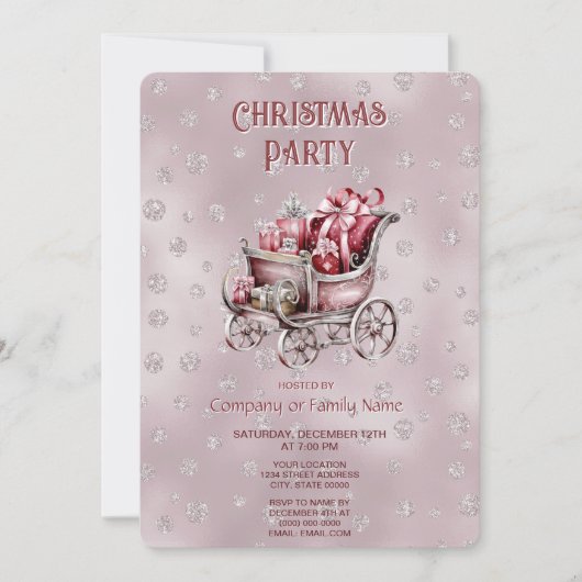 Invitation Christmas Sleigh With Gifts Holiday Party (Devant)
