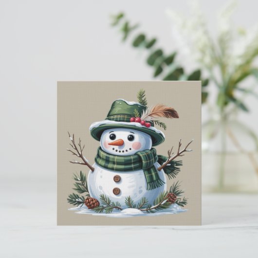 Invitation Christmas Snowman Winter Season Holiday (Debout devant)