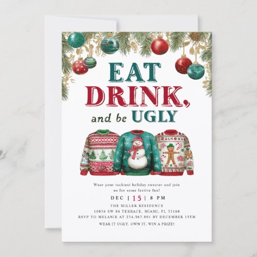 Invitation Christmas Sweater Ugly Party (Devant)