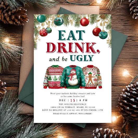 Invitation Christmas Sweater Ugly Party