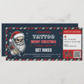 Invitation Christmas Tattoo Gift Certificate BlueCard Voucher (Devant / Derrière)