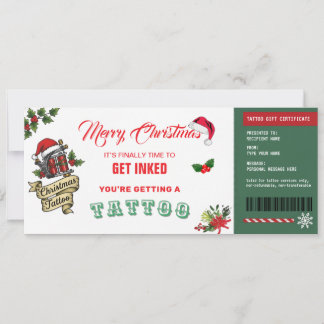 Invitation Christmas Tattoo Gift Certificate Card Voucher
