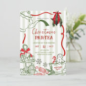 Invitation Christmas Tea Party Scribble Hand Drawn (Debout devant)