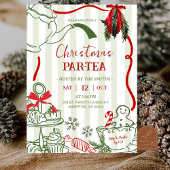 Invitation Christmas Tea Party Scribble Hand Drawn