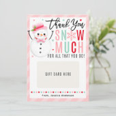 Invitation Christmas Teacher Thank You Pink Gift Card Holder (Debout devant)