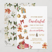 Invitation Christmas The Most ONEderful Winter 1st Birthday  (Devant / Derrière)