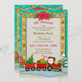 Invitation Christmas Train Birthday - All Aboard Kids Party (Devant / Derrière)