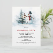Invitation Christmas Tree and Snowman Christmas Party (Debout devant)