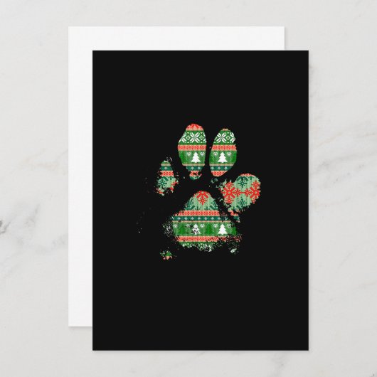 Invitation Christmas Tree Pattern Knit Muddy Messy Dog Paw Pr (Devant / Derrière)