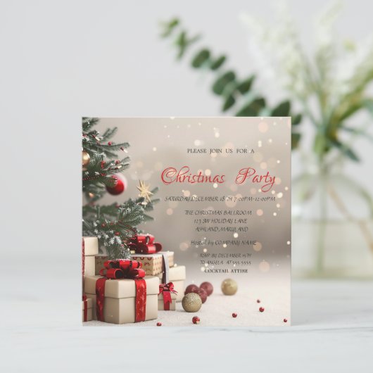 Invitation Christmas Tree présente Bokeh Corporate Christmas (Debout devant)