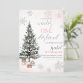 Invitation Christmas Tree Winter Onderland Birthday (Debout devant)