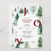 Invitation Christmas Trees Greenery Red Joy Holiday Party (Devant)