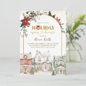 Invitation Christmas Village Holiday Open House (Debout devant)