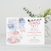 Invitation Christmas Watercolor Celestial Santa Baby Shower (Debout devant)