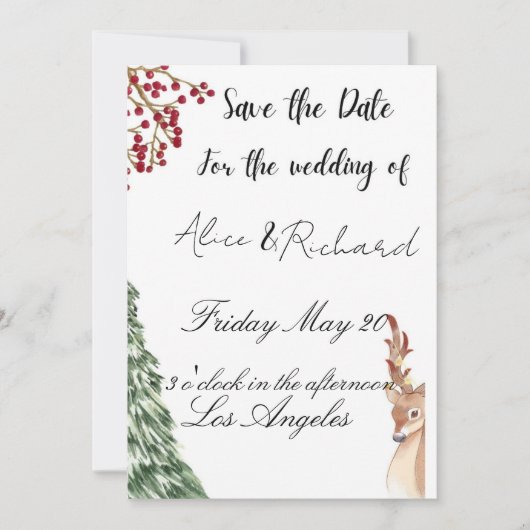 Invitation Christmas wedding Holiday  (Devant)