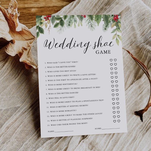 Invitation Christmas Wedding Shoe Game Template, Minimalist 