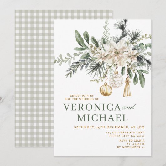 Invitation Christmas Wedding Tis the Season to Be Married (Devant / Derrière)