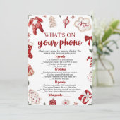 Invitation Christmas What's On Your Phone Baby shower Game (Debout devant)