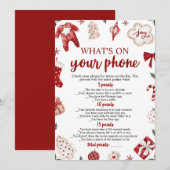 Invitation Christmas What's On Your Phone Baby shower Game (Devant / Derrière)