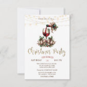 Invitation  Christmas Wine Bottle Glass Company Party   (Devant)