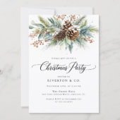 Invitation Christmas Winter Botanical Watercolor Party (Devant)