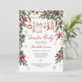 Invitation  Christmas Winter Clothesline Santa Baby Shower (Debout devant)