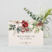 Invitation Christmas Winter Floral Wedding Welcome Cards (Debout devant)