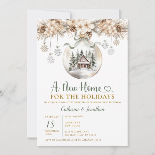 Invitation Christmas Winter Housewarming Party New Home Invit (Devant)