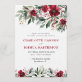 Invitation Christmas Winter Wedding Red Holly and Greenery (Devant)
