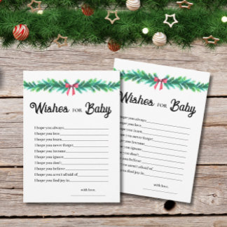 Invitation Christmas Wishes for Baby Shower Game Card 
