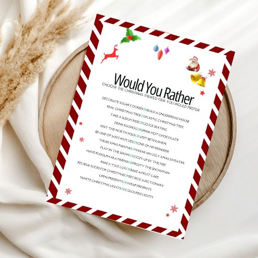 Invitation Christmas would you rather Game card