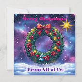 Invitation Christmas Wreath in cosmic setting with star (Devant)