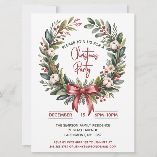 Invitation Christmas Wreath Party (Devant)