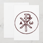 Invitation Christogramme sacré Chi-Rho Beaux-Arts (Devant / Derrière)