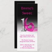Invitation Chrome & Candy Pink Sweet 16 (haute) (Devant / Derrière)