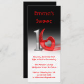 Invitation Chrome & Candy Red Sweet 16 (grand) (Devant / Derrière)