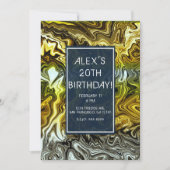 Invitation Chrome Liquide Métallurgique Or Argent fête d'anni (Devant)